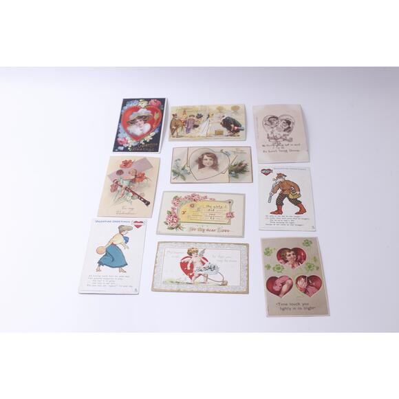Retro Post Cards, Set of 10, Valentine Greetings, Adorable, Illustrations - Picture 1 of 4